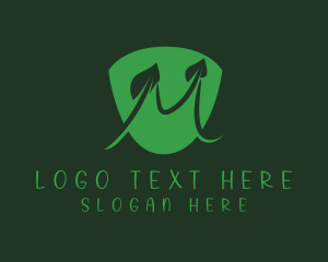 Defense - Shield Leaf Letter M logo design
