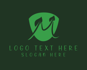 Leaf - Shield Leaf Letter M logo design