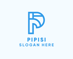 Modern Geometric Letter P logo design