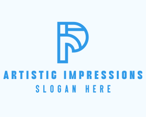 Modern Geometric Letter P logo design