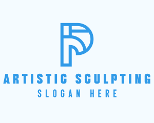 Modern Geometric Letter P logo design