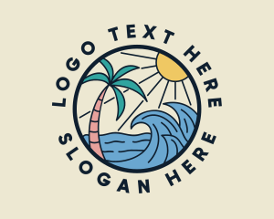 Palm Tree - Summer Beach Wave logo design