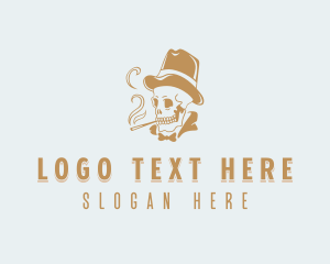 Fashion - Skull Gentleman Smoker logo design