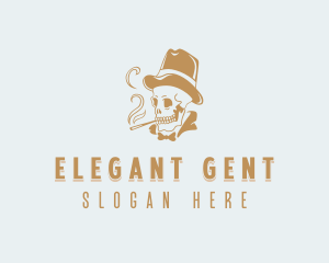 Skull Gentleman Smoker logo design