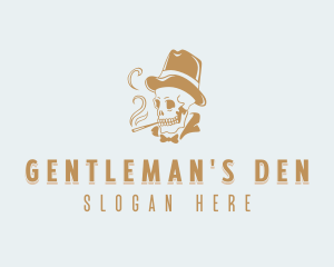 Skull Gentleman Smoker logo design