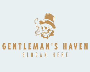 Skull Gentleman Smoker logo design