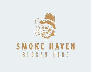 Skull Gentleman Smoker logo design