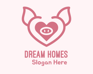 Simple - Heart Pig Face logo design