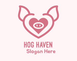 Hog - Heart Pig Face logo design