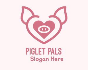 Piglet - Heart Pig Face logo design