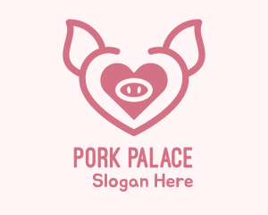 Swine - Heart Pig Face logo design