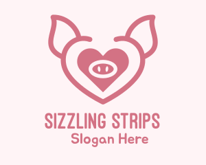 Bacon - Heart Pig Face logo design