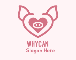 Romantic - Heart Pig Face logo design