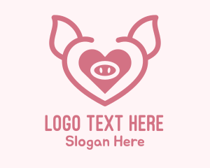 Pig - Heart Pig Face logo design