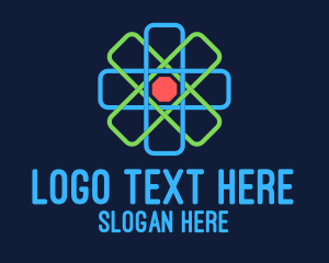 Scientific - Geometric Nucleus Atom logo design
