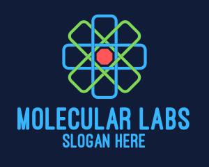 Molecular - Geometric Nucleus Atom logo design