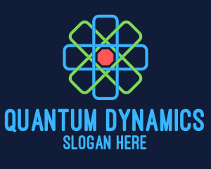 Physics - Geometric Nucleus Atom logo design