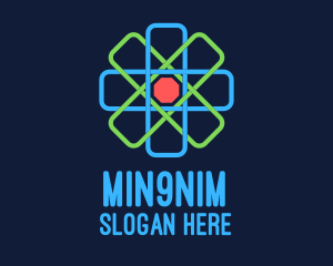 Geometric Nucleus Atom logo design