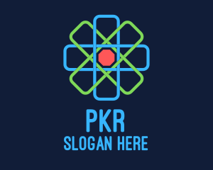 Proton - Geometric Nucleus Atom logo design