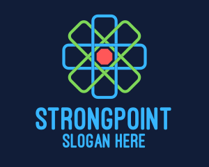 Lab - Geometric Nucleus Atom logo design