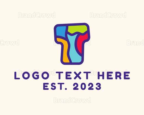Colorful Mosaic Letter T Logo