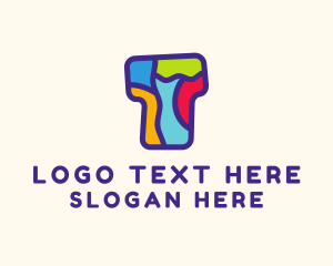 Colorful Mosaic Letter T Logo