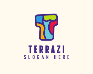 Colorful Mosaic Letter T logo design