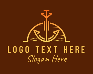 Traveler - Sunset Sea Anchor logo design