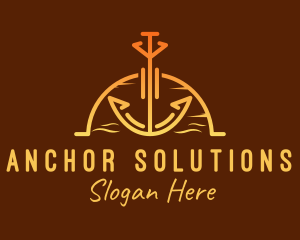 Anchor - Sunset Sea Anchor logo design
