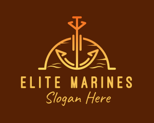 Marines - Sunset Sea Anchor logo design