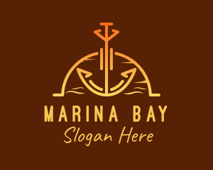 Seaport - Sunset Sea Anchor logo design