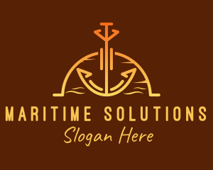 Naval - Sunset Sea Anchor logo design