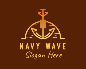 Navy - Sunset Sea Anchor logo design
