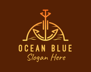 Navy - Sunset Sea Anchor logo design