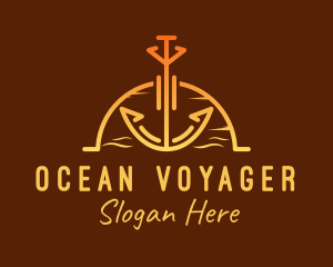 Seafarer - Sunset Sea Anchor logo design