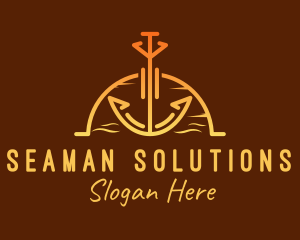 Seaman - Sunset Sea Anchor logo design