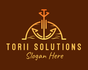 Sunset Sea Anchor logo design