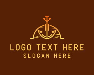 Seafarer - Sunset Sea Anchor logo design