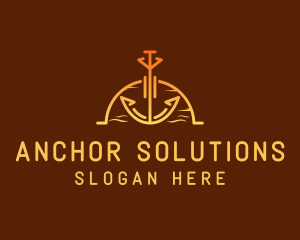 Sunset Sea Anchor logo design