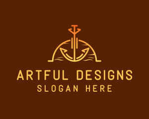 Sunset Sea Anchor logo design