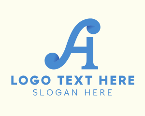 Calligraphy - Blue Letter A logo design