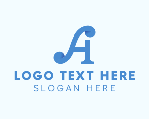 Calligraphy - Blue Letter A logo design