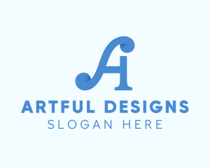 Blue Letter A logo design