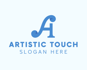 Blue Letter A logo design