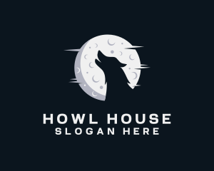 Howl - Moon Howling Wolf logo design