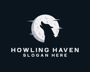 Howling - Moon Howling Wolf logo design