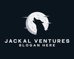 Jackal - Moon Howling Wolf logo design