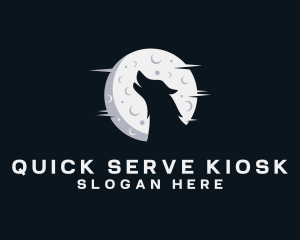 Moon Howling Wolf logo design