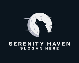 Sanctuary - Moon Howling Wolf logo design