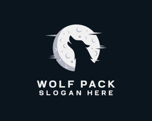 Wolf - Moon Howling Wolf logo design